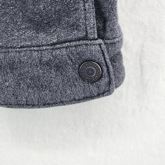 Levis Mens Large Knit Trucker Jacket Blue Heathered Sweatshirt Denim Style - Picture 12 of 13